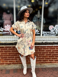 Khaki Flower Print Dress