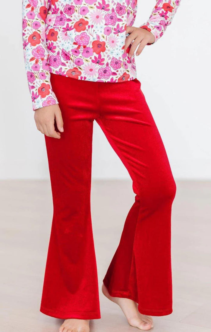 Kids Red Velvet Pants