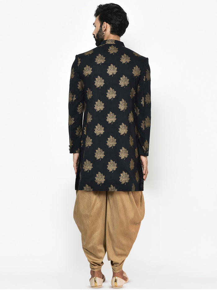 Kisah Men's Black Indowestern Set With Dhoti