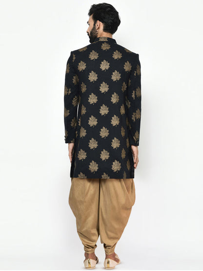 Kisah Men's Black Indowestern Set With Dhoti