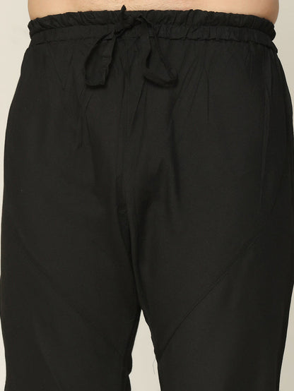 Kisah Men's Black Kurta Churidar Set