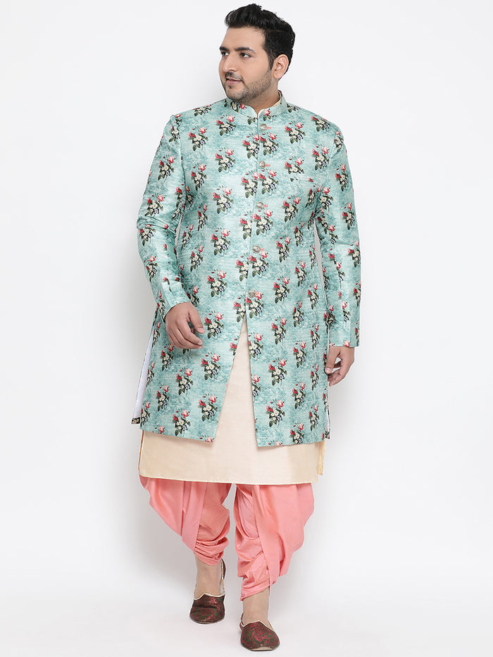 Kisah Men's Blue Indowestern Set With Dhoti