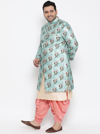 Kisah Men's Blue Indowestern Set With Dhoti