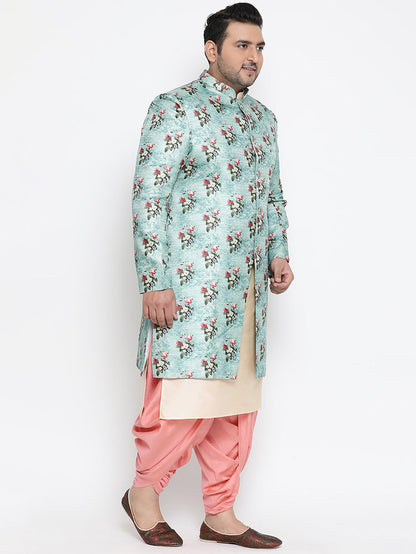 Kisah Men's Blue Indowestern Set With Dhoti