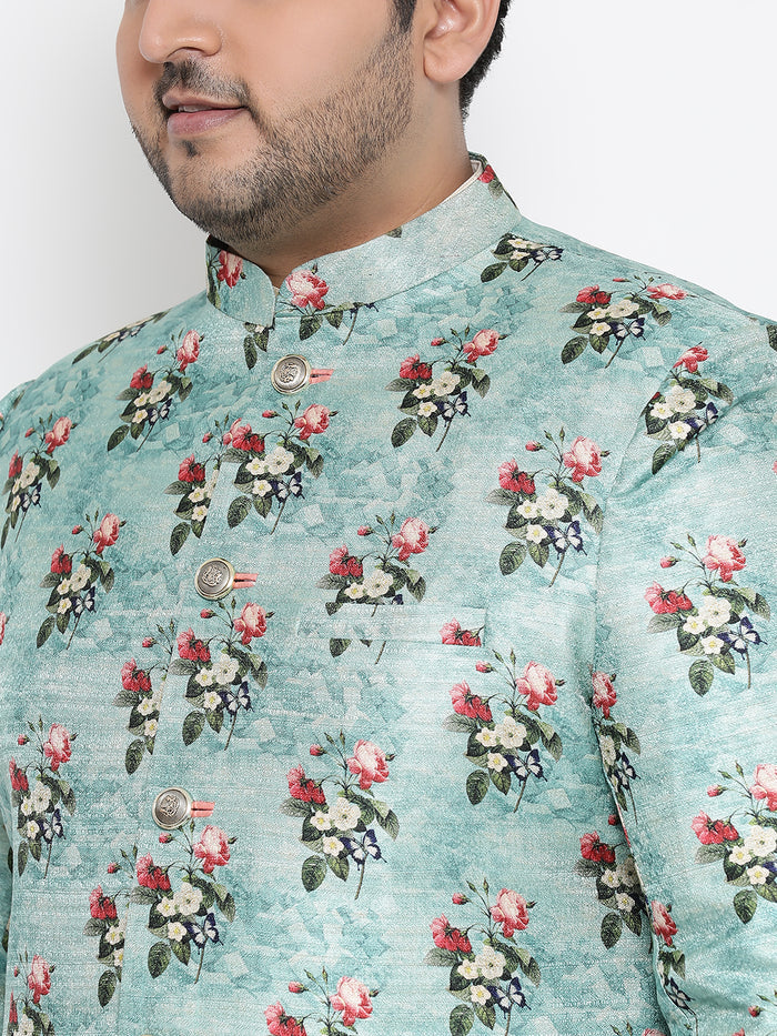 Kisah Men's Blue Indowestern Set With Dhoti