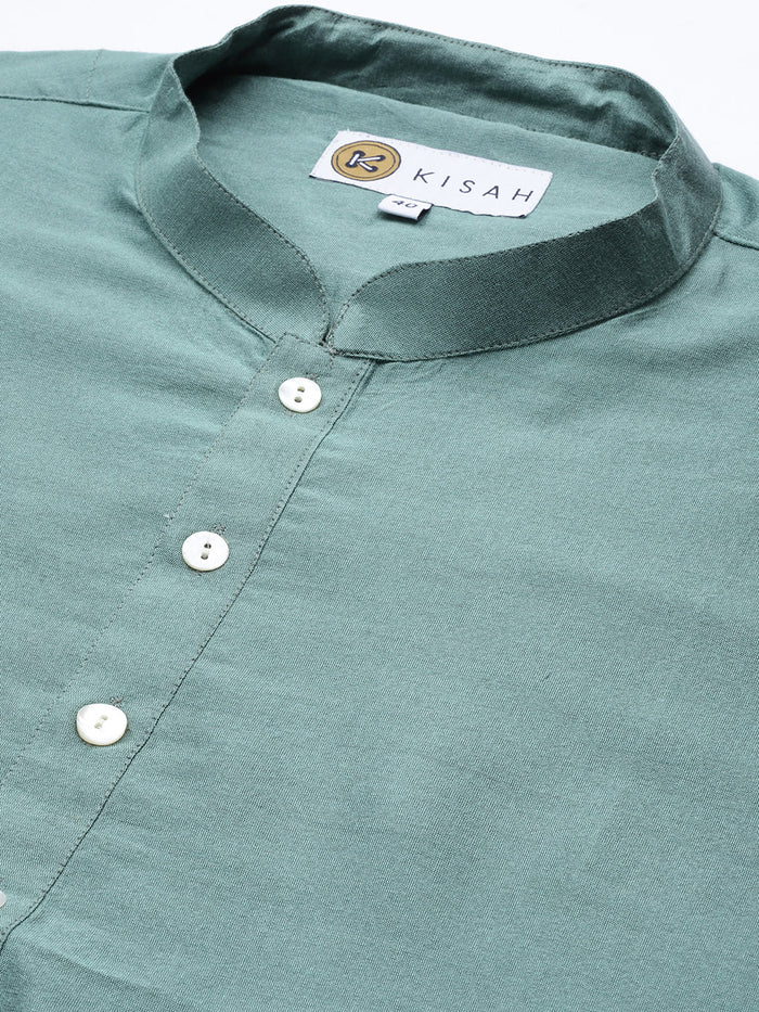 Kisah Men's Green Kurta Trousers Set