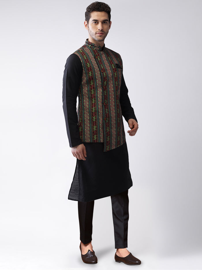 Kisah Men's Multi-Color Kurta Jacket Trousers Set