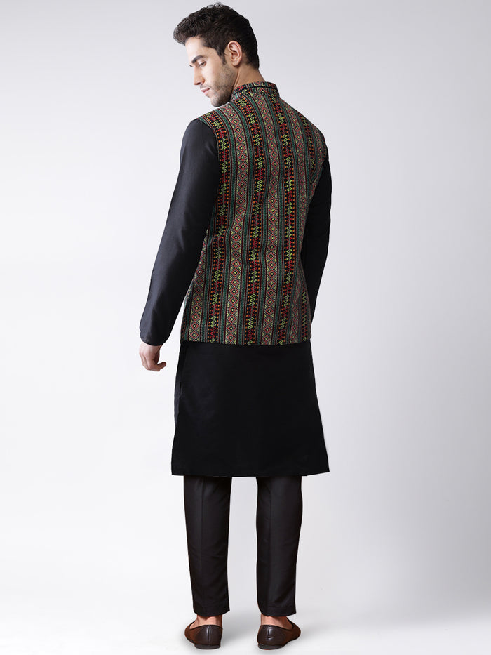 Kisah Men's Multi-Color Kurta Jacket Trousers Set
