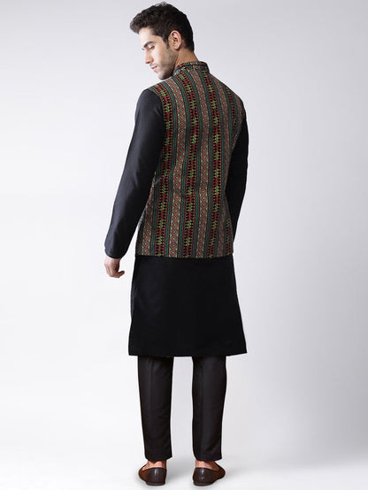 Kisah Men's Multi-Color Kurta Jacket Trousers Set