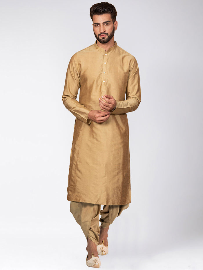 Kisah Men's Navy Blue Kurta Jacket Dhoti Set