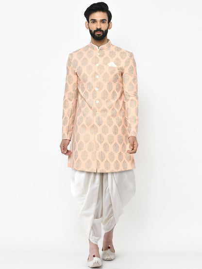 Kisah Men's Pink Indowestern Set With Dhoti