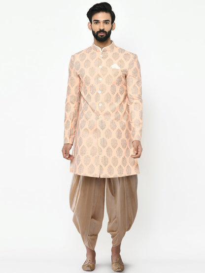 Kisah Men's Pink Indowestern Set With Dhoti