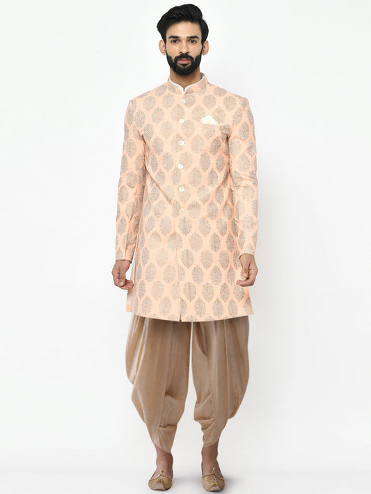 Kisah Men's Pink Indowestern Set With Dhoti