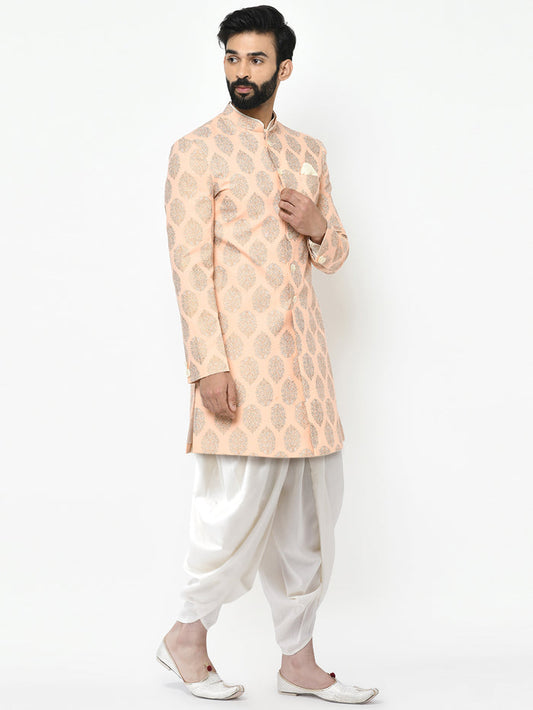 Kisah Men's Pink Indowestern Set With Dhoti