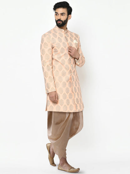 Kisah Men's Pink Indowestern Set With Dhoti