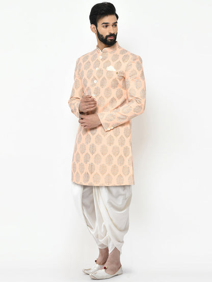 Kisah Men's Pink Indowestern Set With Dhoti