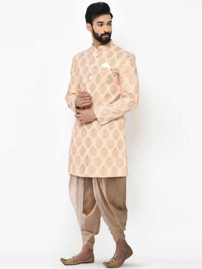 Kisah Men's Pink Indowestern Set With Dhoti