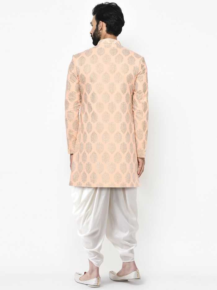 Kisah Men's Pink Indowestern Set With Dhoti