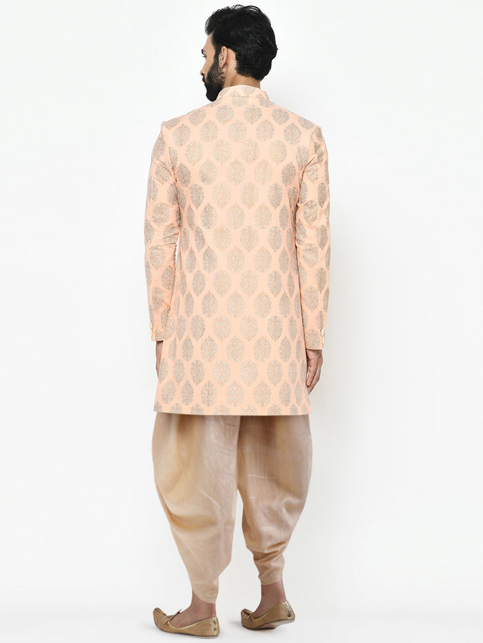 Kisah Men's Pink Indowestern Set With Dhoti