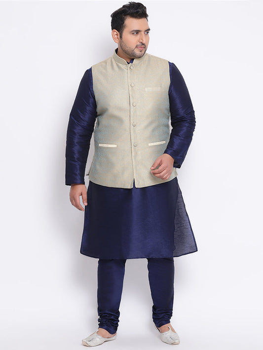 Kisah Plus Men's Green Kurta Churidar Jacket Set