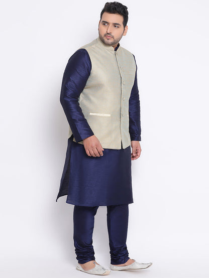 Kisah Plus Men's Green Kurta Churidar Jacket Set