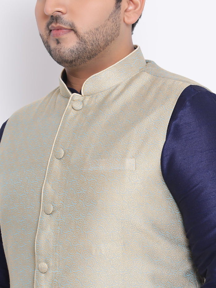 Kisah Plus Men's Green Kurta Churidar Jacket Set