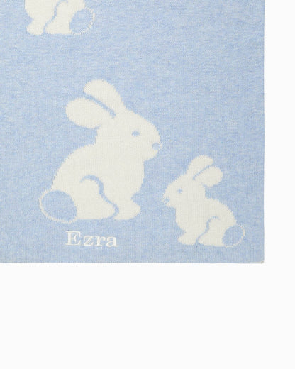 Lapinou Blanket Knitted Bunny Blanket in Pale Blue