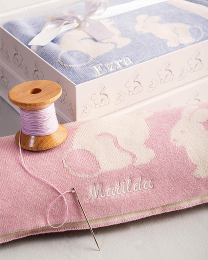 Lapinou Blanket Knitted Bunny Blanket in Pale Pink