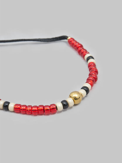 Kobashi Studio 5mm Traditional Beads Bracelet red Black closeup
