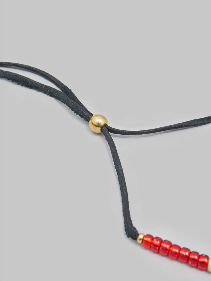 Kobashi Studio 5mm Traditional Beads Bracelet red Black deerskin cord