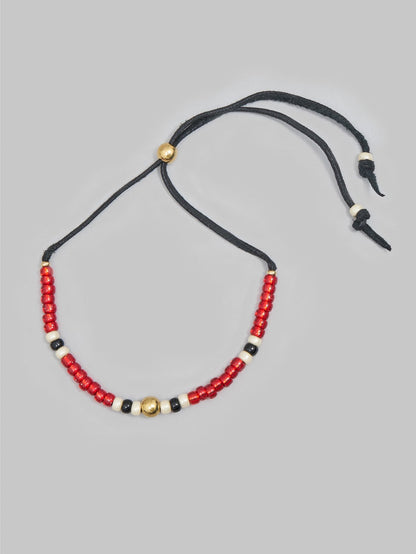 Kobashi Studio 5mm Traditional Beads Bracelet red Black adjustable