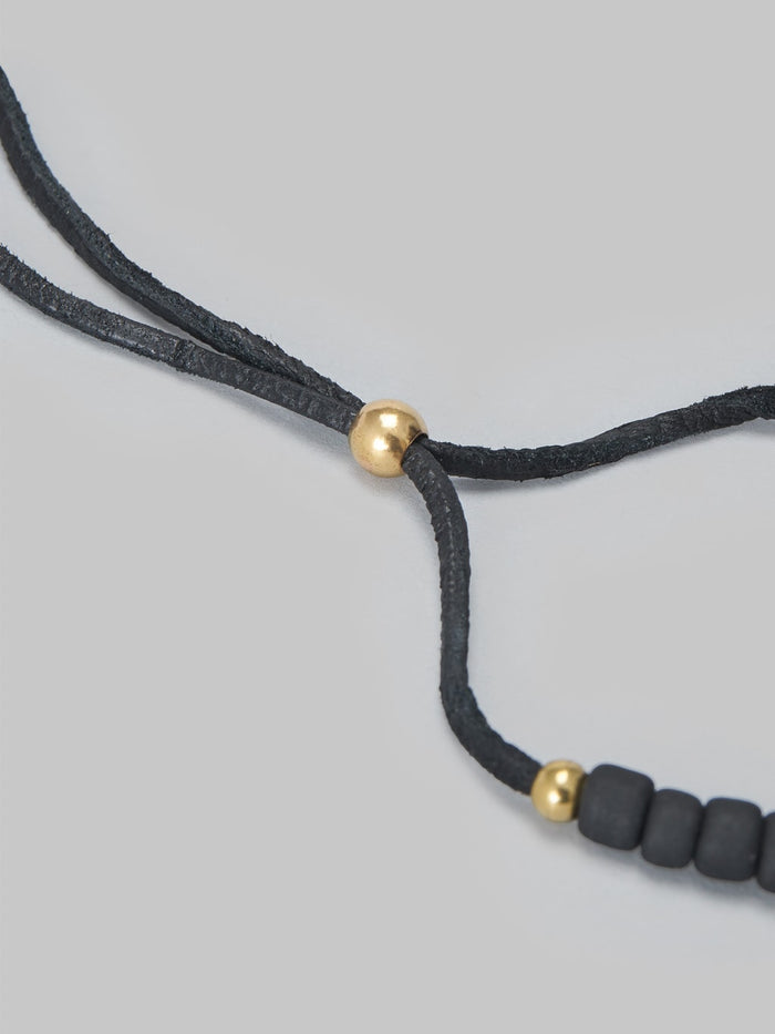Kobashi Studio 7mm Traditional Beads Bracelet Black Blue deerskin cord