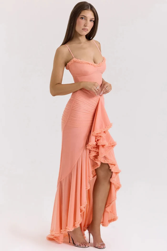 Lana Ruffled Slit Maxi Dress