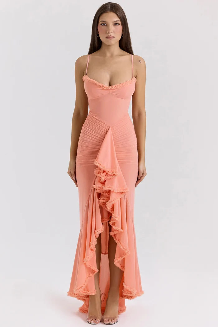 Lana Ruffled Slit Maxi Dress