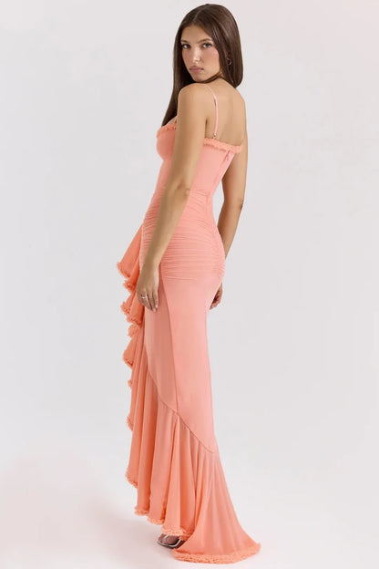 Lana Ruffled Slit Maxi Dress