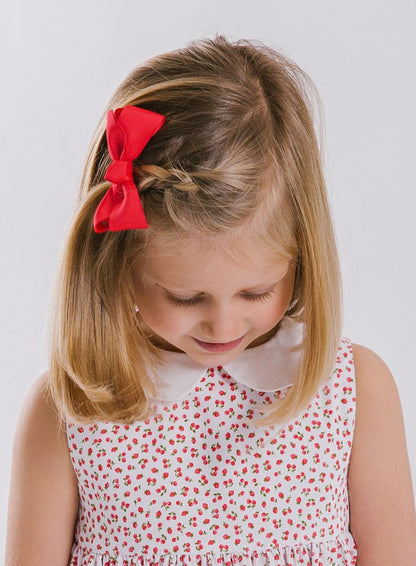 Lily Rose Clip Large Bow Hair Clip in Ruby - Trotters Childrenswear