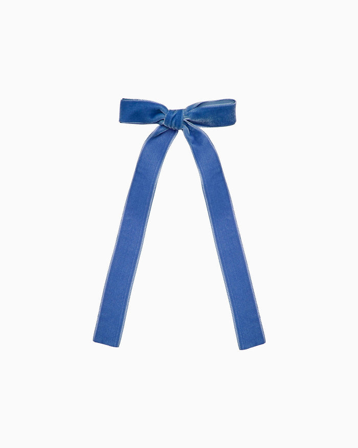 Lily Rose Clip Large Velvet Bow Hair Clip in Azure Blue