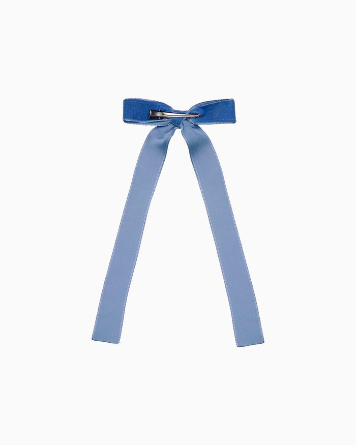 Lily Rose Clip Large Velvet Bow Hair Clip in Azure Blue