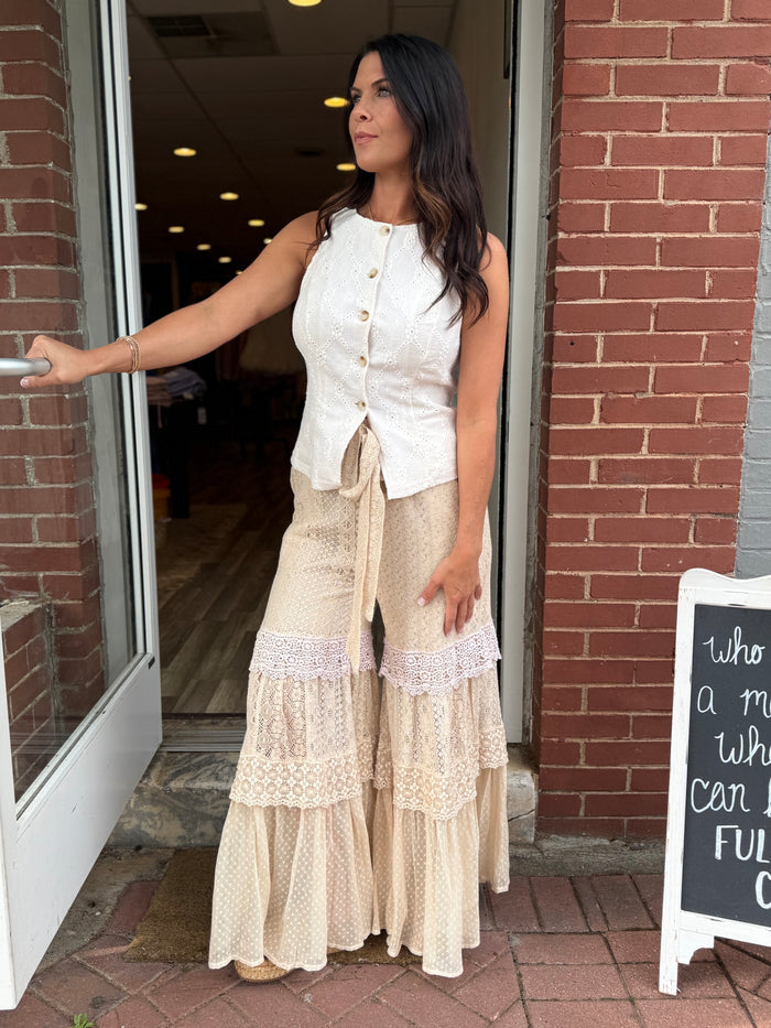 Latte Tiered Lace Pants