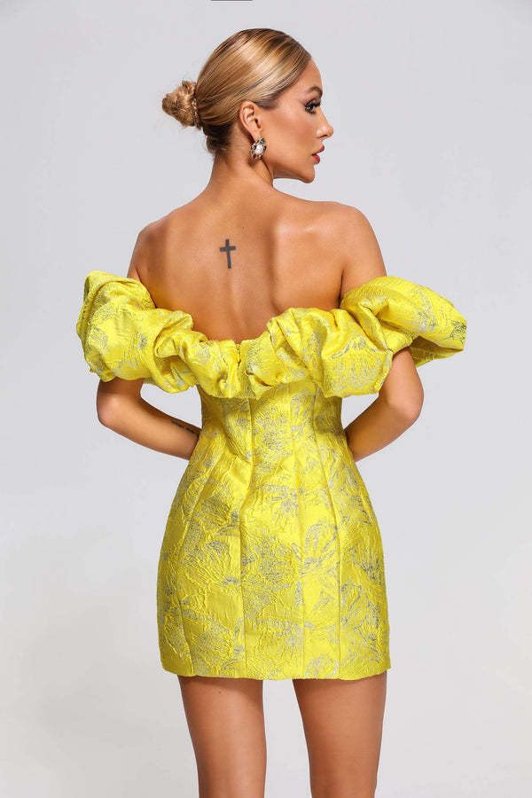 Lauriane Yellow Ruffle Mini Dress