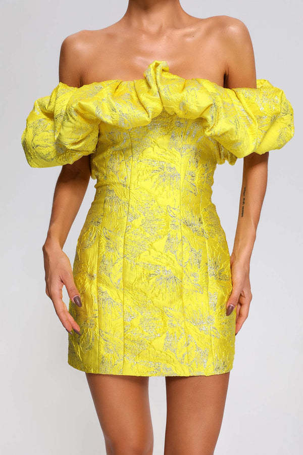 Lauriane Yellow Ruffle Mini Dress
