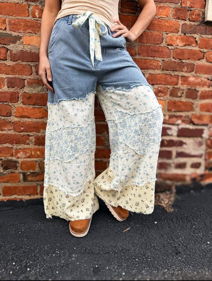 Light Denim Patch Pants