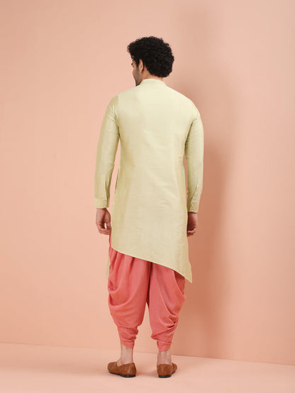 Light Green Asymmetrical Silk Kurta