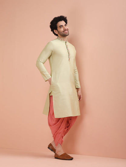 Light Green Embroidered Kurta Dhoti Set