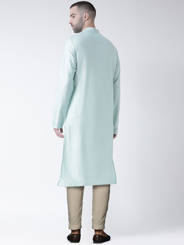 Light Green Silk Blend Solid Kurta Trouser Set