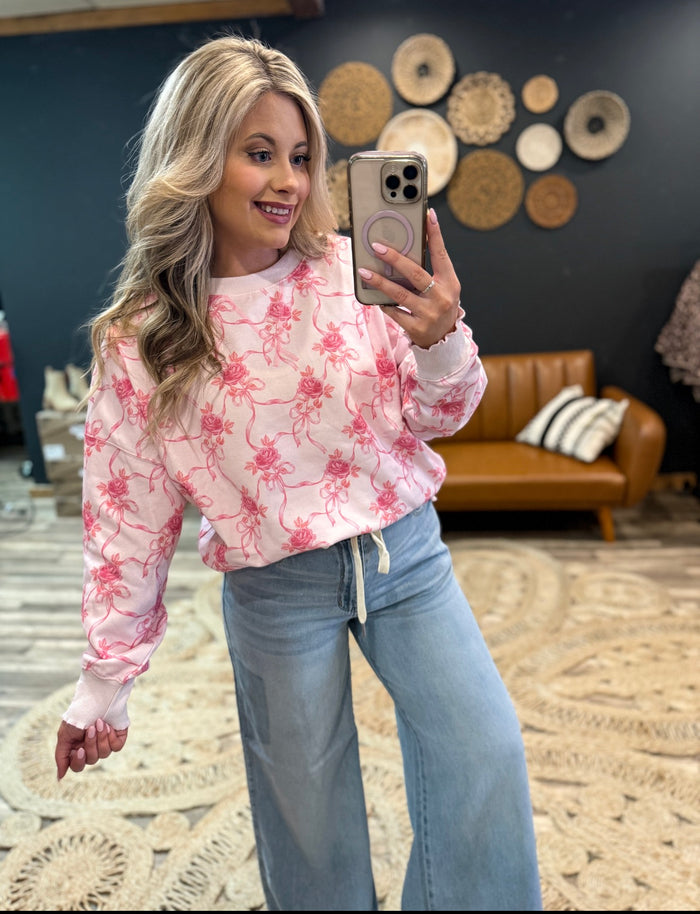 Light Pink LS floral Top
