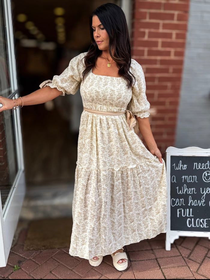 Light Taupe Cotton Maxi Dress