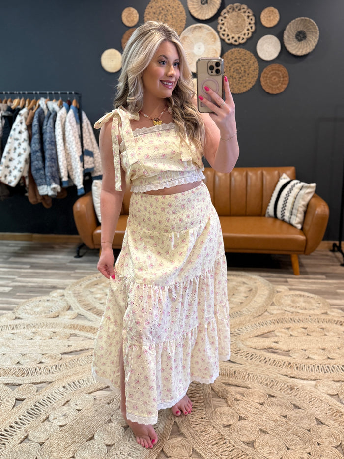 Light Yellow Eyelet Skirt