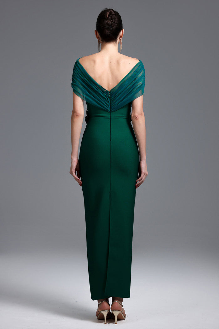Liliana Long Green Short-Sleeve Dress