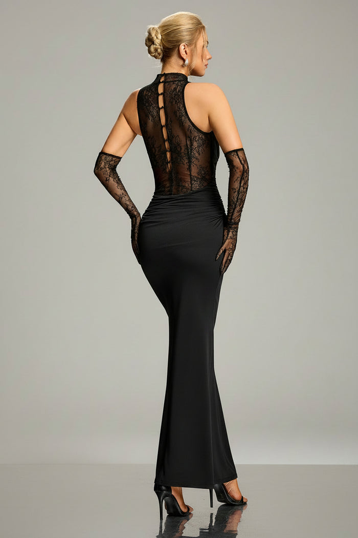 Lora Lace Glove Ruched Evening Gown